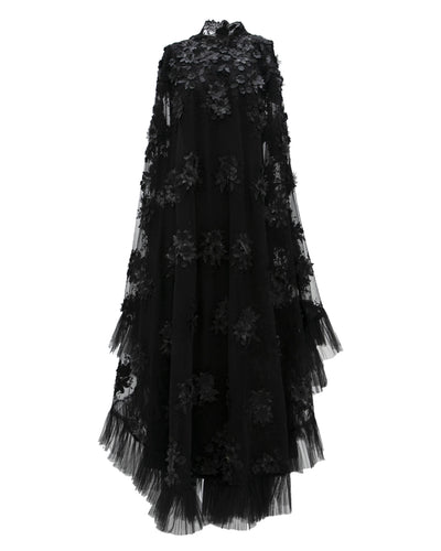 فستان طويل مزين بزهور مع حزام