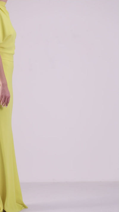Asymmetrical Embellished Lime Dress
