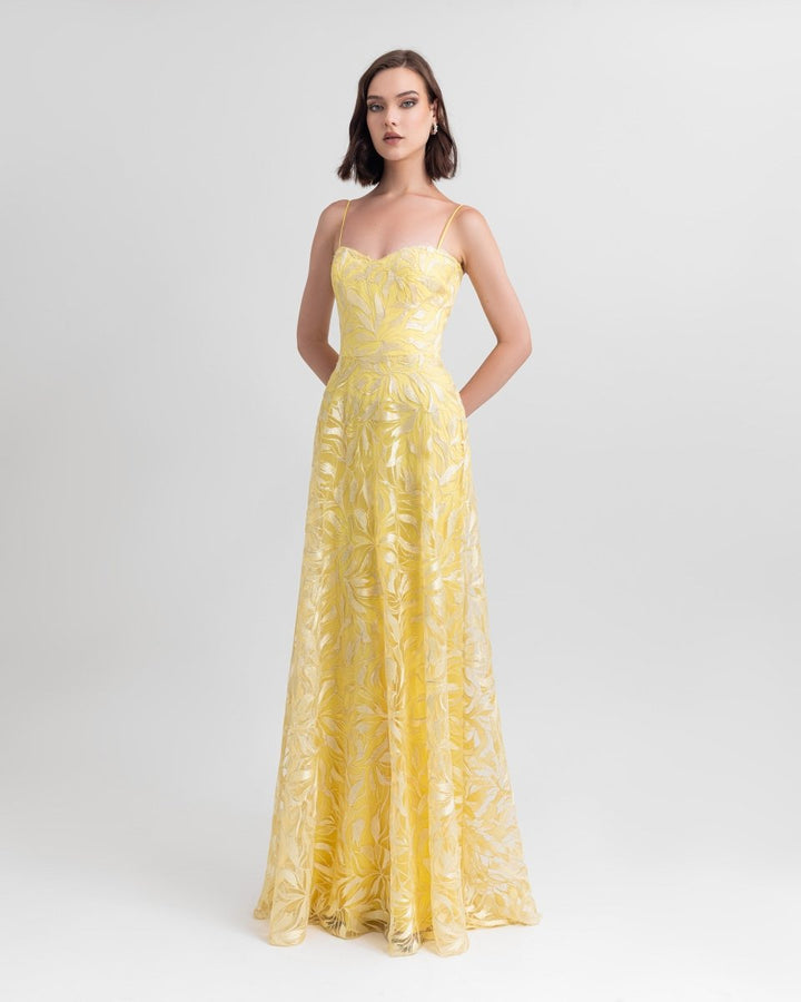 Long Dress With Chiffon Cape - Gemy Maalouf