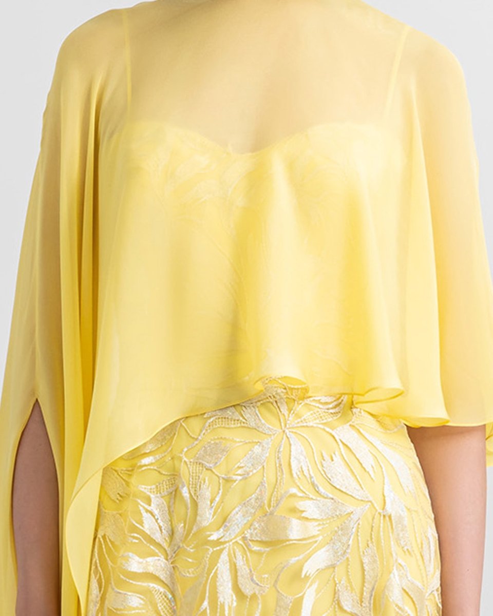 Long Dress With Chiffon Cape - Gemy Maalouf