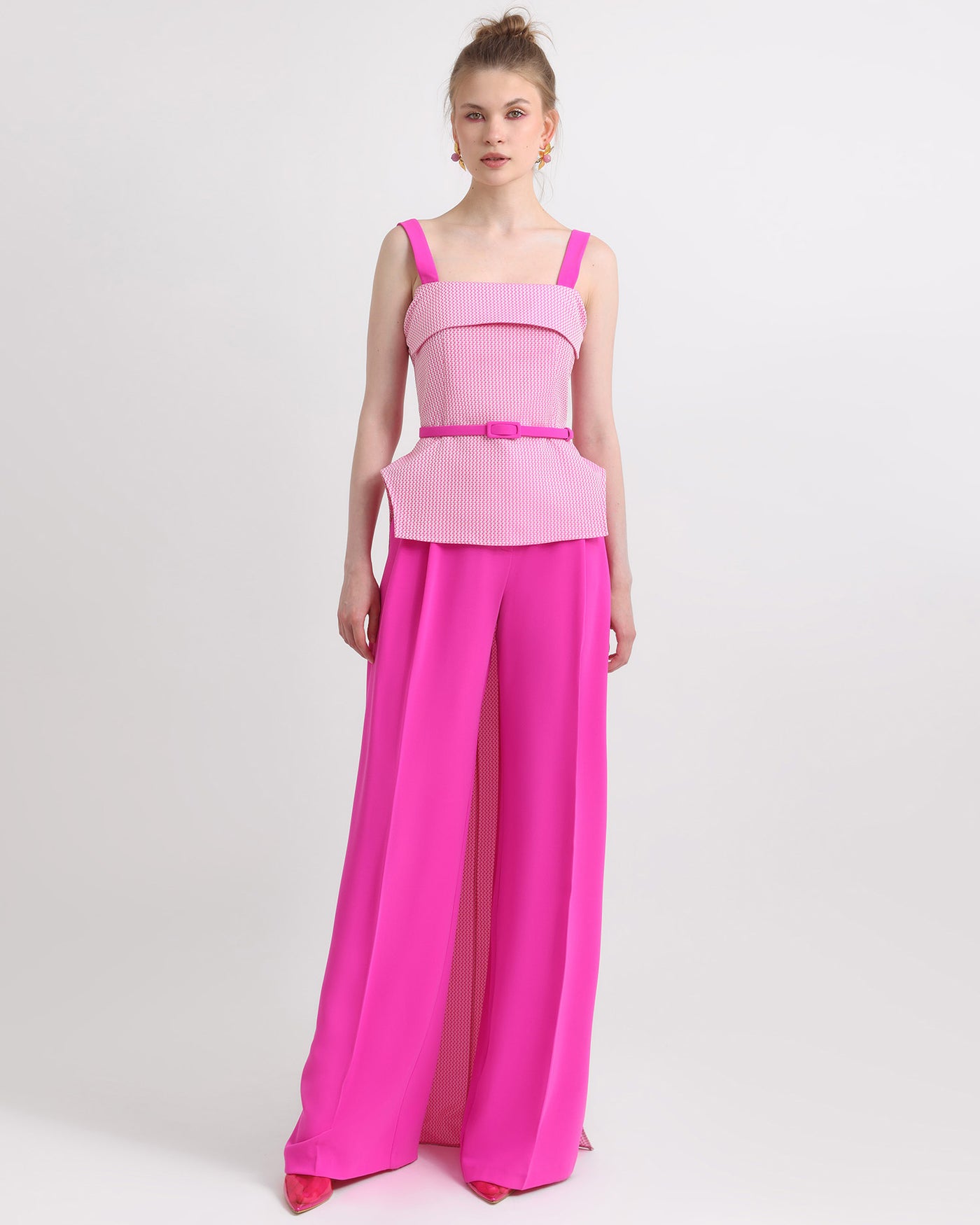 Asymmetrical Crepe Top with Belt