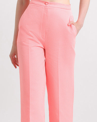 Straight Cut Cropped Pants with Cropped Jacquard Top