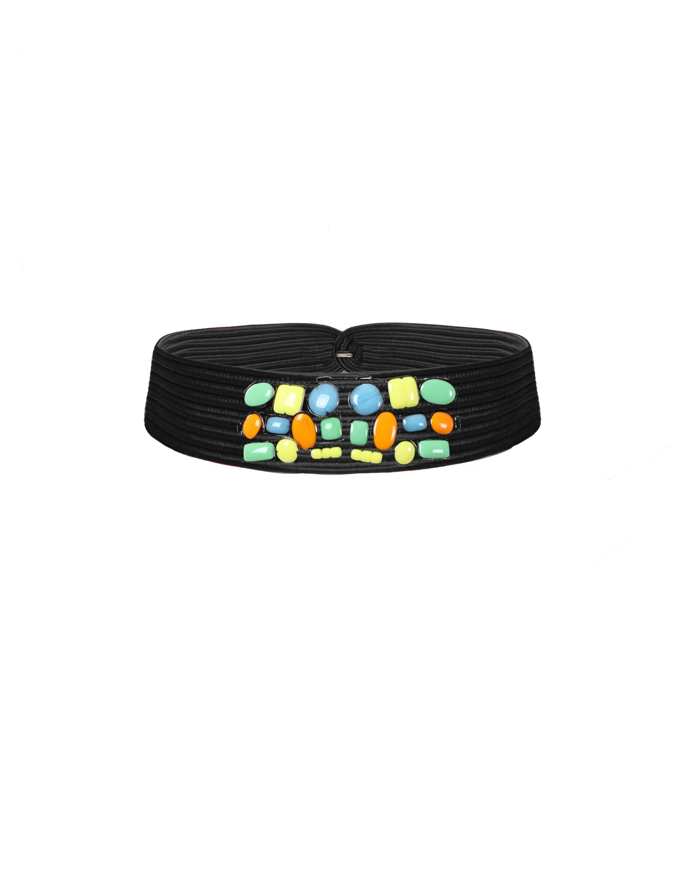 Black Belt With Multicolor Stones