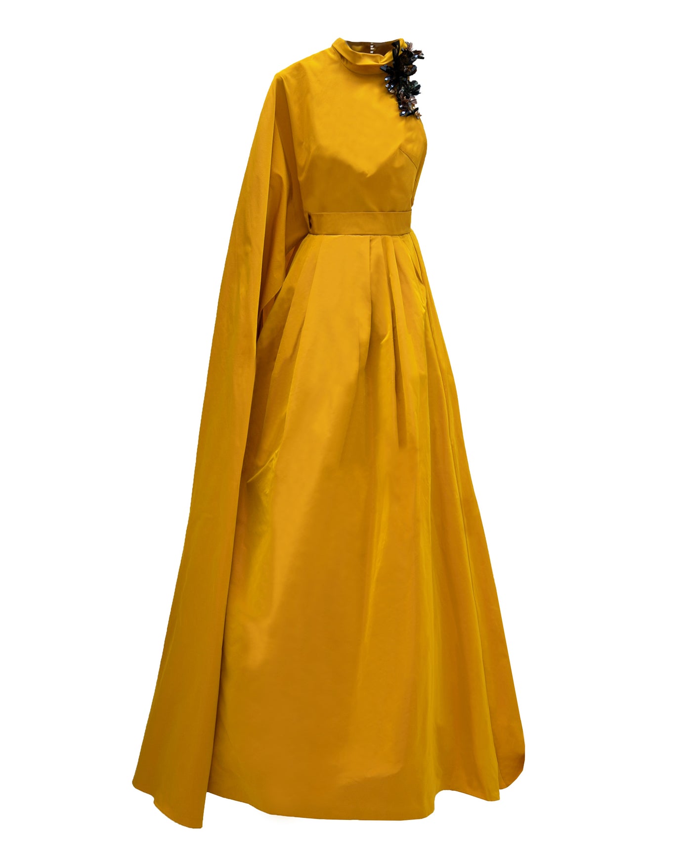 فستان اصفر غير متساوي