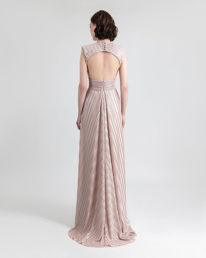 Straight Blush Ruffled Dress - Gemy Maalouf