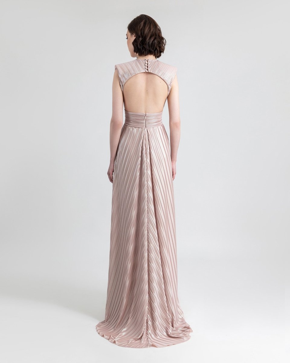 Straight Blush Ruffled Dress - Gemy Maalouf