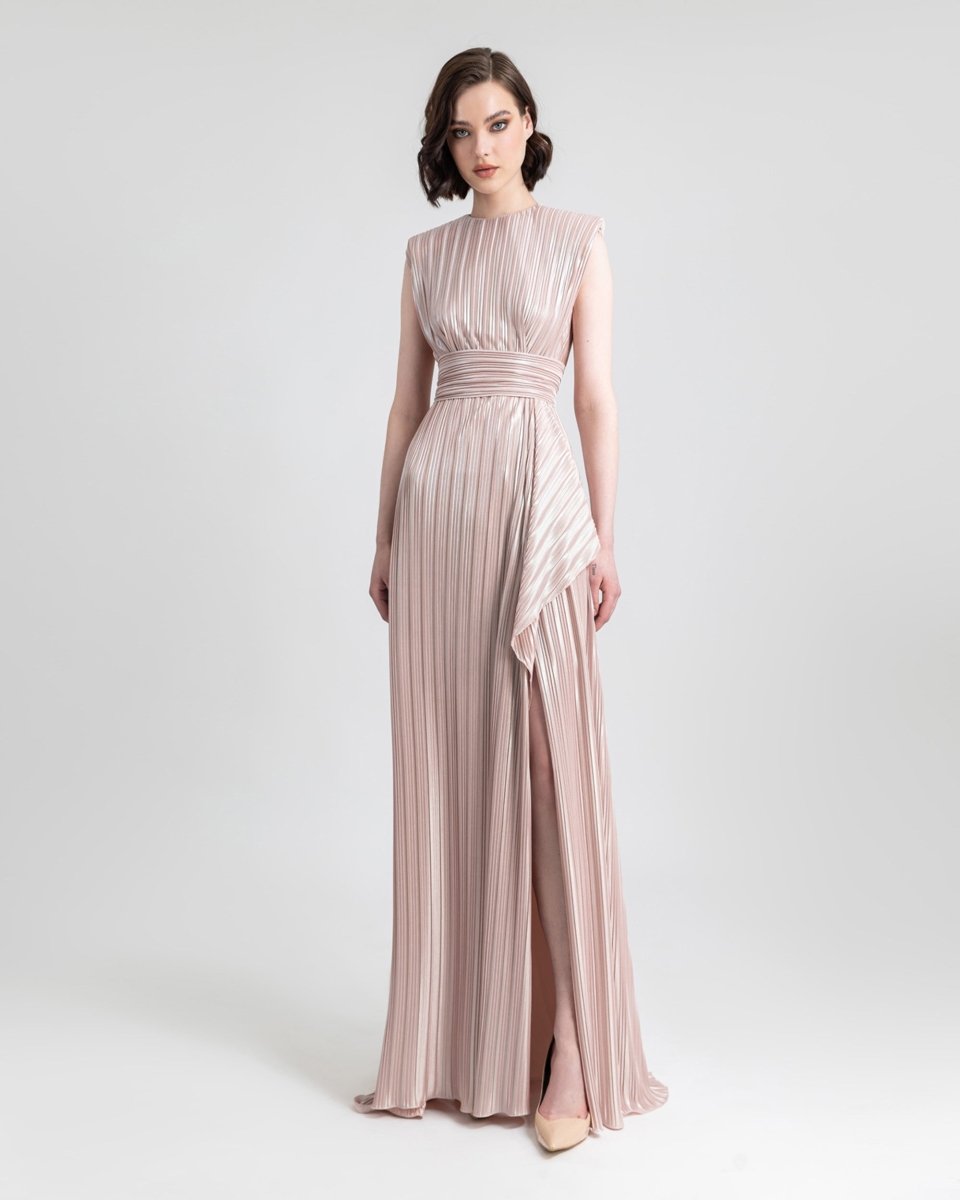 Straight Blush Ruffled Dress - Gemy Maalouf