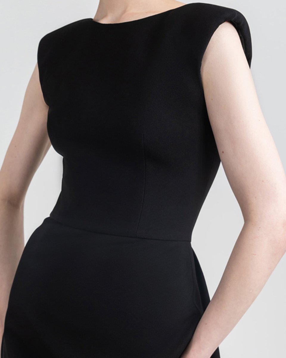 Backless Black Slim Dress - Gemy Maalouf
