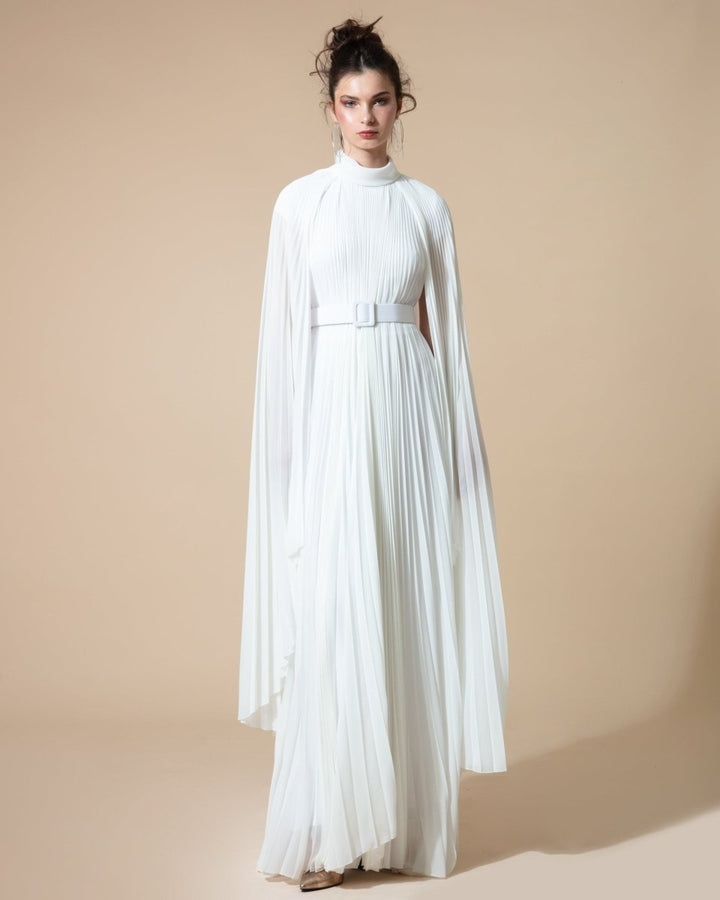 Cape - Like Asymmetrical Chiffon Kaftan+ Belt - Gemy Maalouf