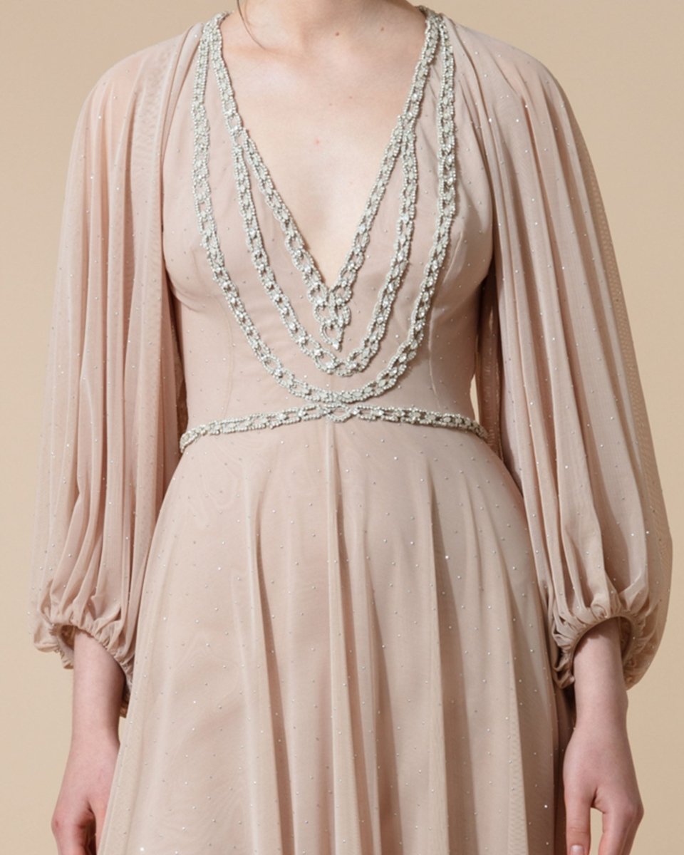 Raglan Sleeves Embellished Dress - Gemy Maalouf