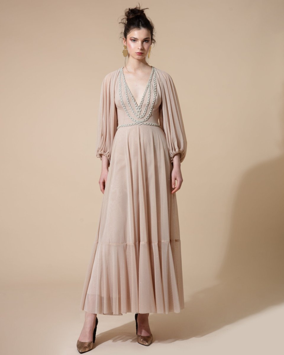 Raglan Sleeves Embellished Dress - Gemy Maalouf