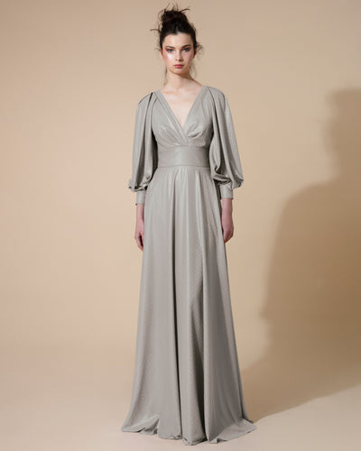 Bishop Fitted Long Grey Dress