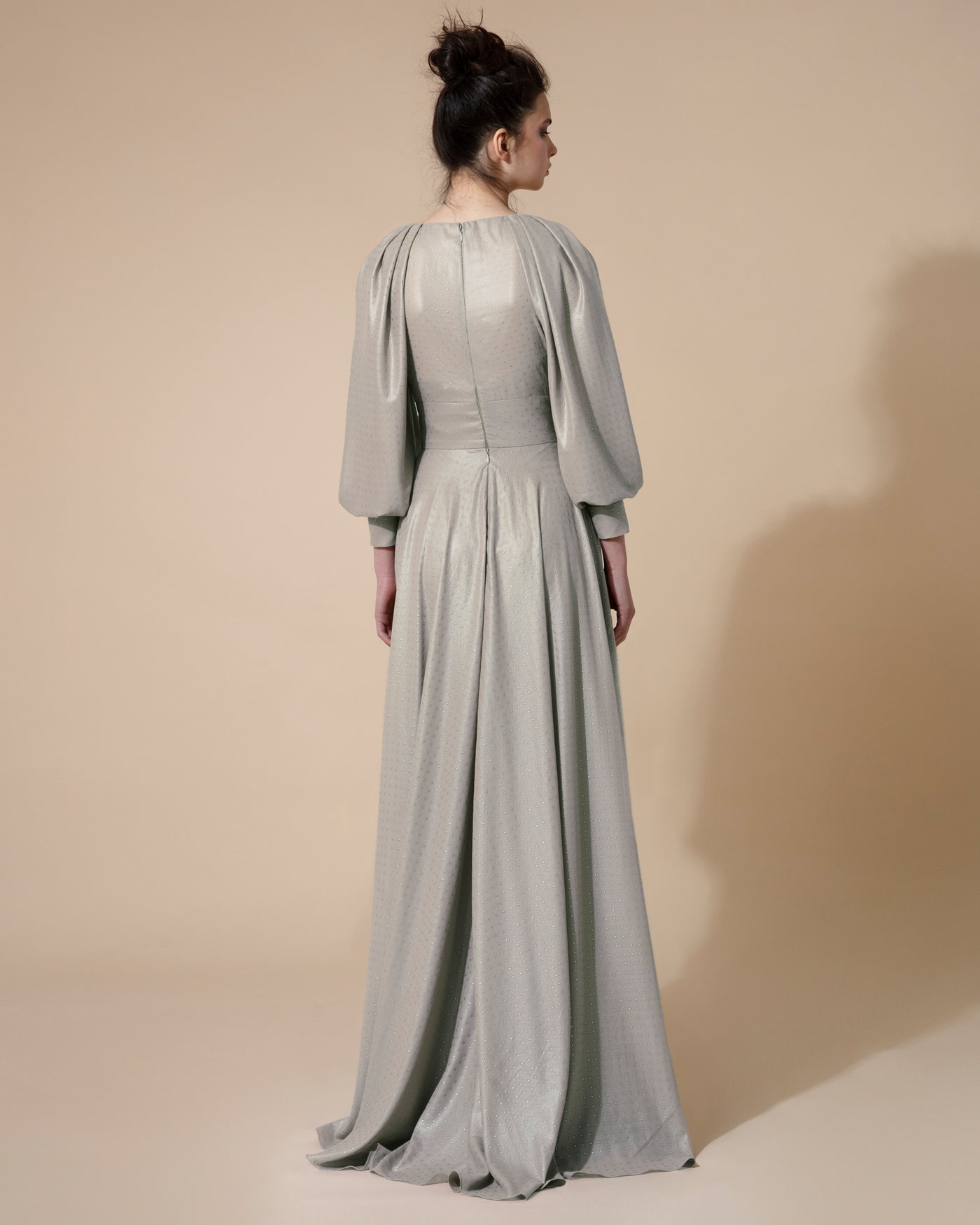 Bishop Fitted Long Grey Dress