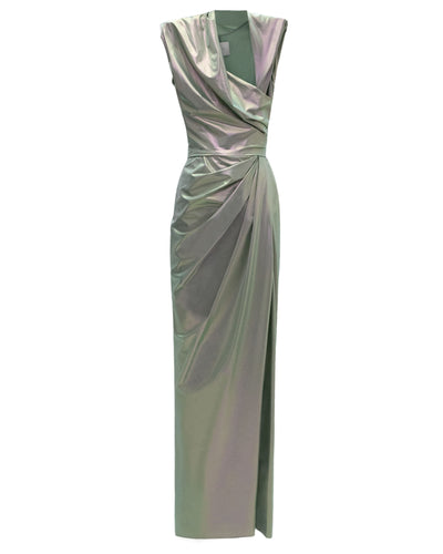 Asymmetrical Neckline Mint Dress