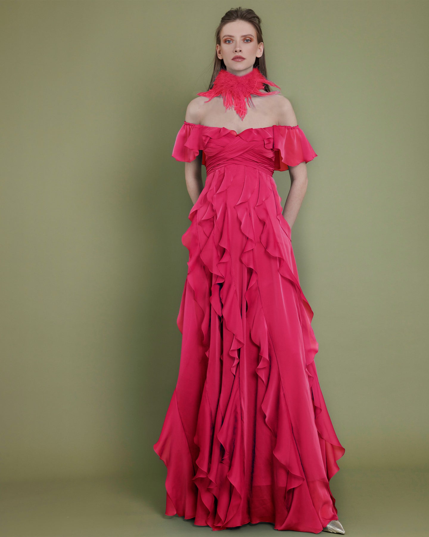 Fully Ruffled Pink Dress – Gemy Maalouf