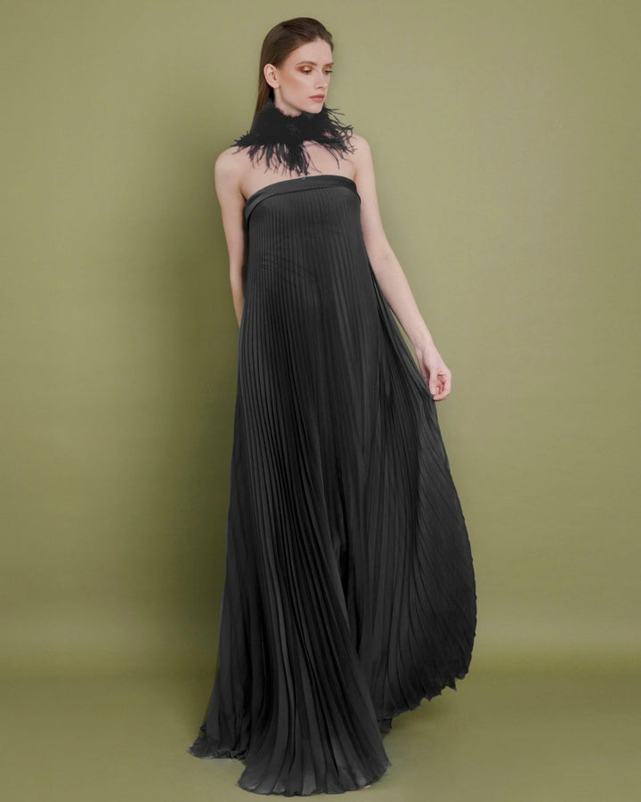 Pleated Strapless Dress - Gemy Maalouf