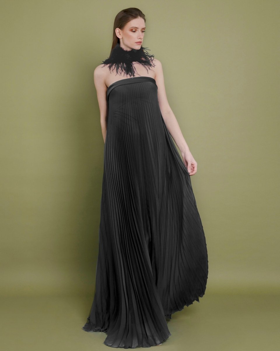 Pleated Strapless Dress - Gemy Maalouf