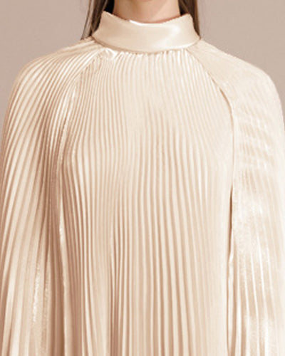 Cape-Like Sleeves Ivory Dress