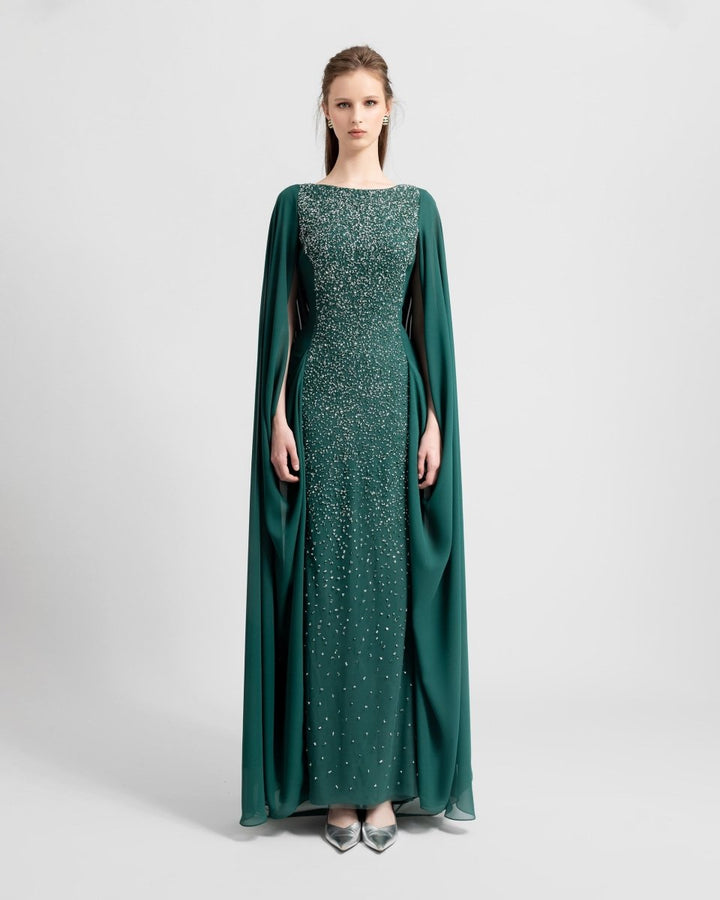 Beaded Round - Neckline Dress - Gemy Maalouf