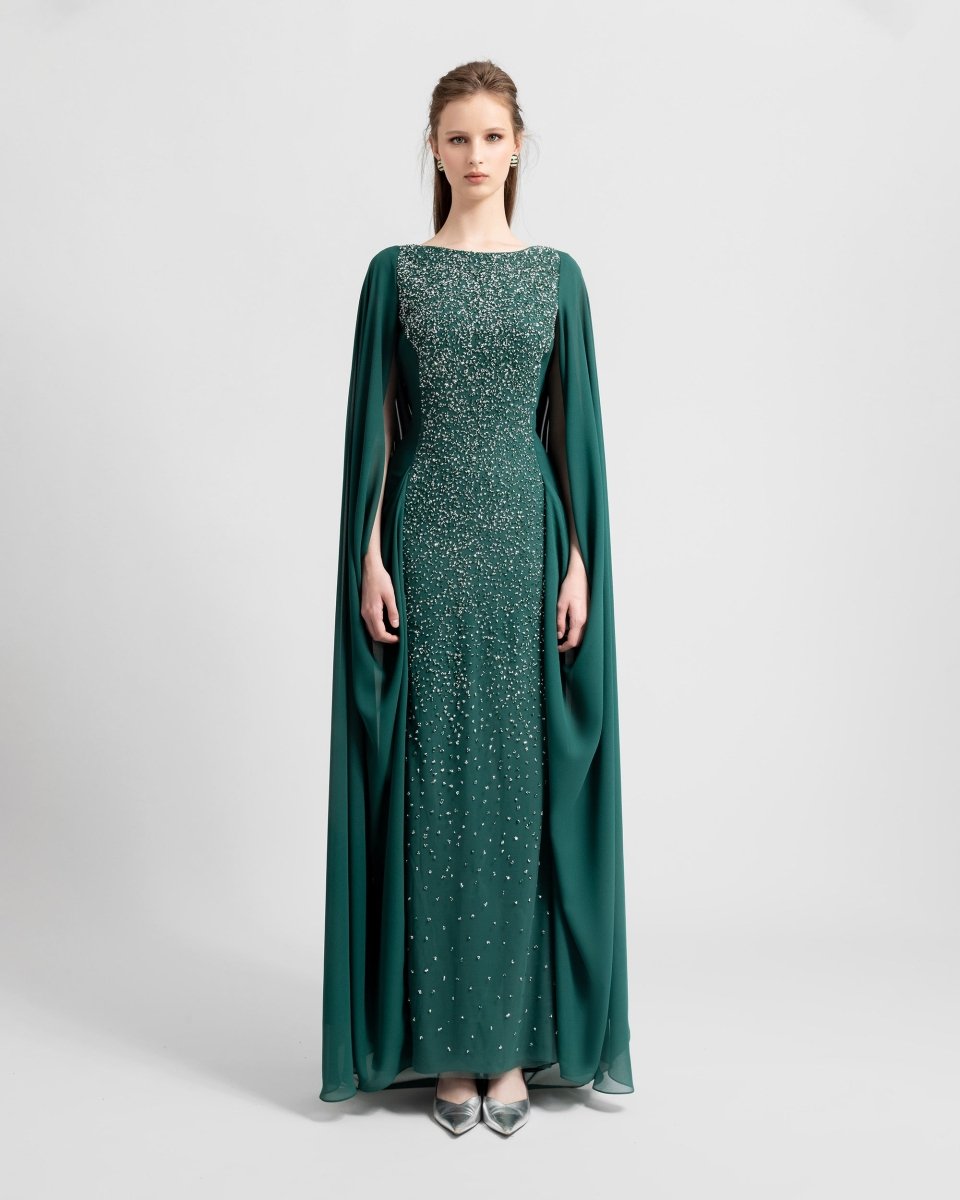 Beaded Round - Neckline Dress - Gemy Maalouf