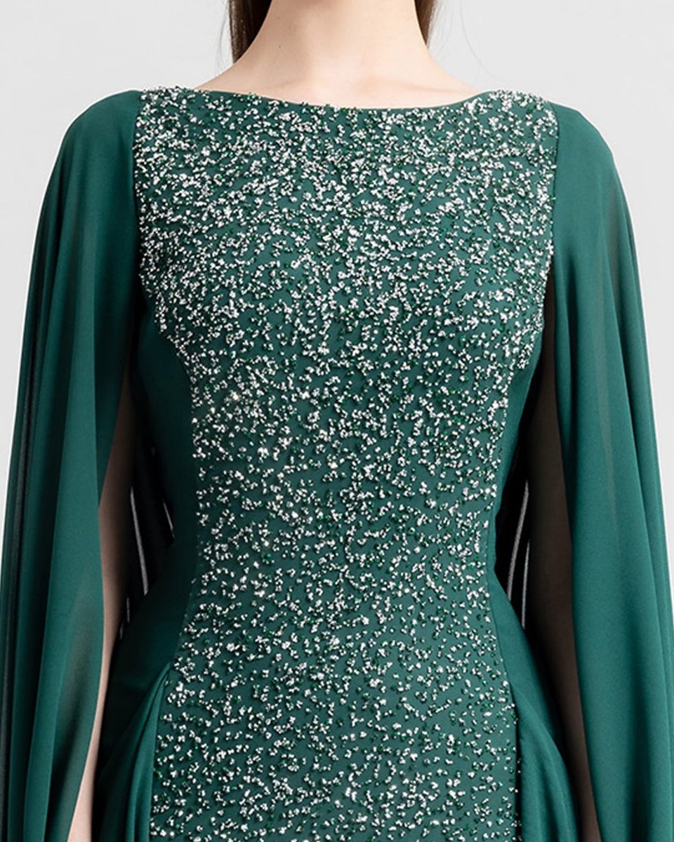 Beaded Round - Neckline Dress - Gemy Maalouf