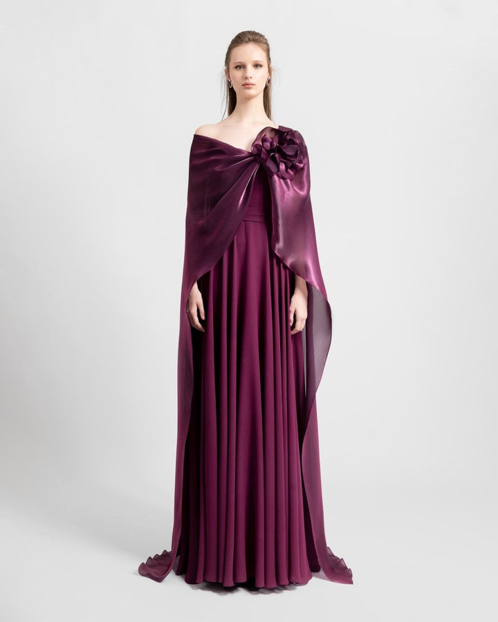 Wide Cut Neckline Dress - Gemy Maalouf