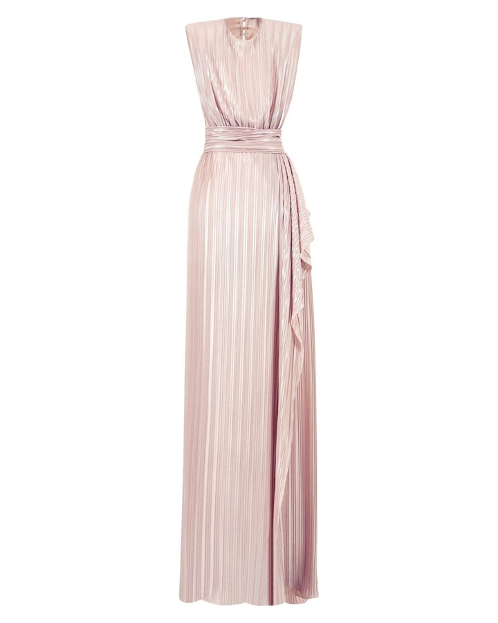 Straight Blush Ruffled Dress - Gemy Maalouf