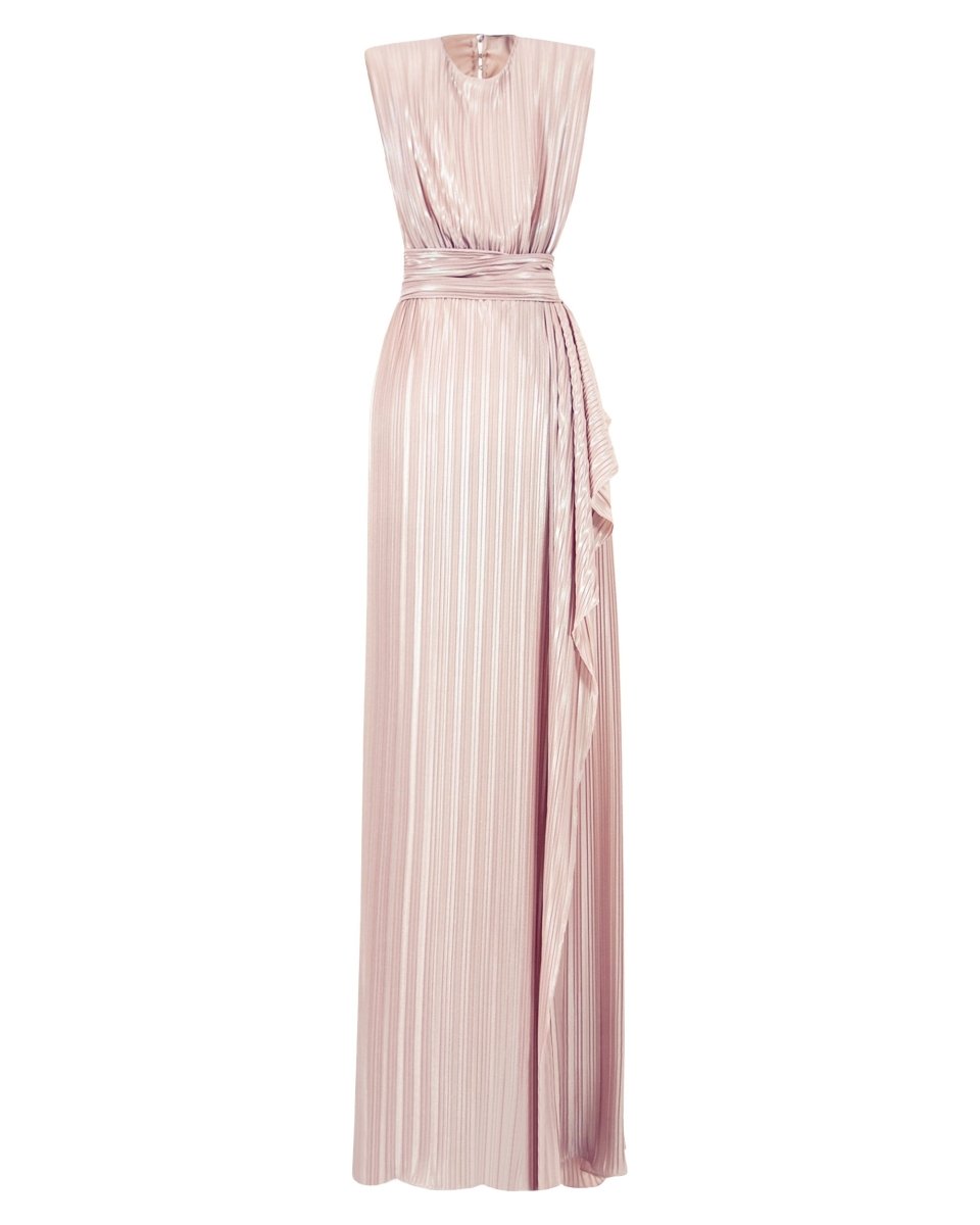 Straight Blush Ruffled Dress - Gemy Maalouf