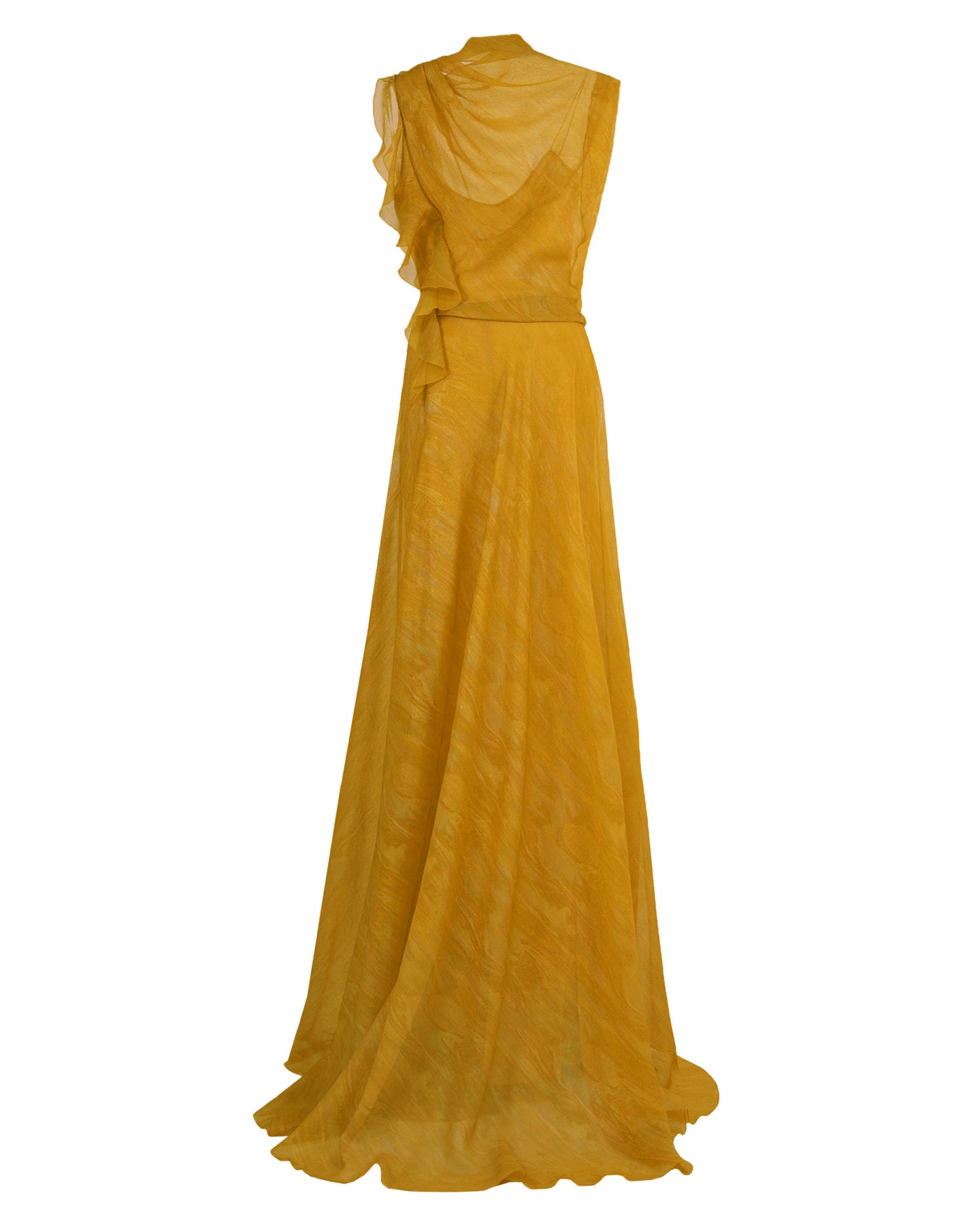 Mustard Side Ruffled Dress – Gemy Maalouf
