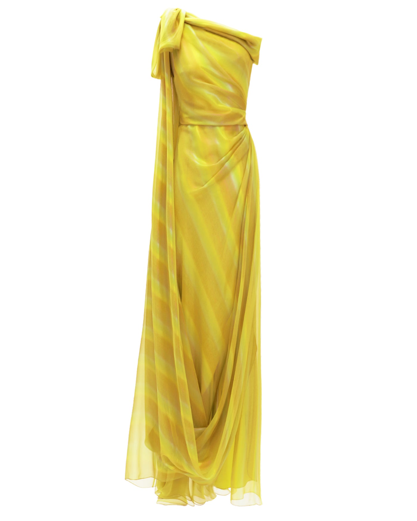 Asymmetrical Pleated Chiffon Dress – Gemy Maalouf