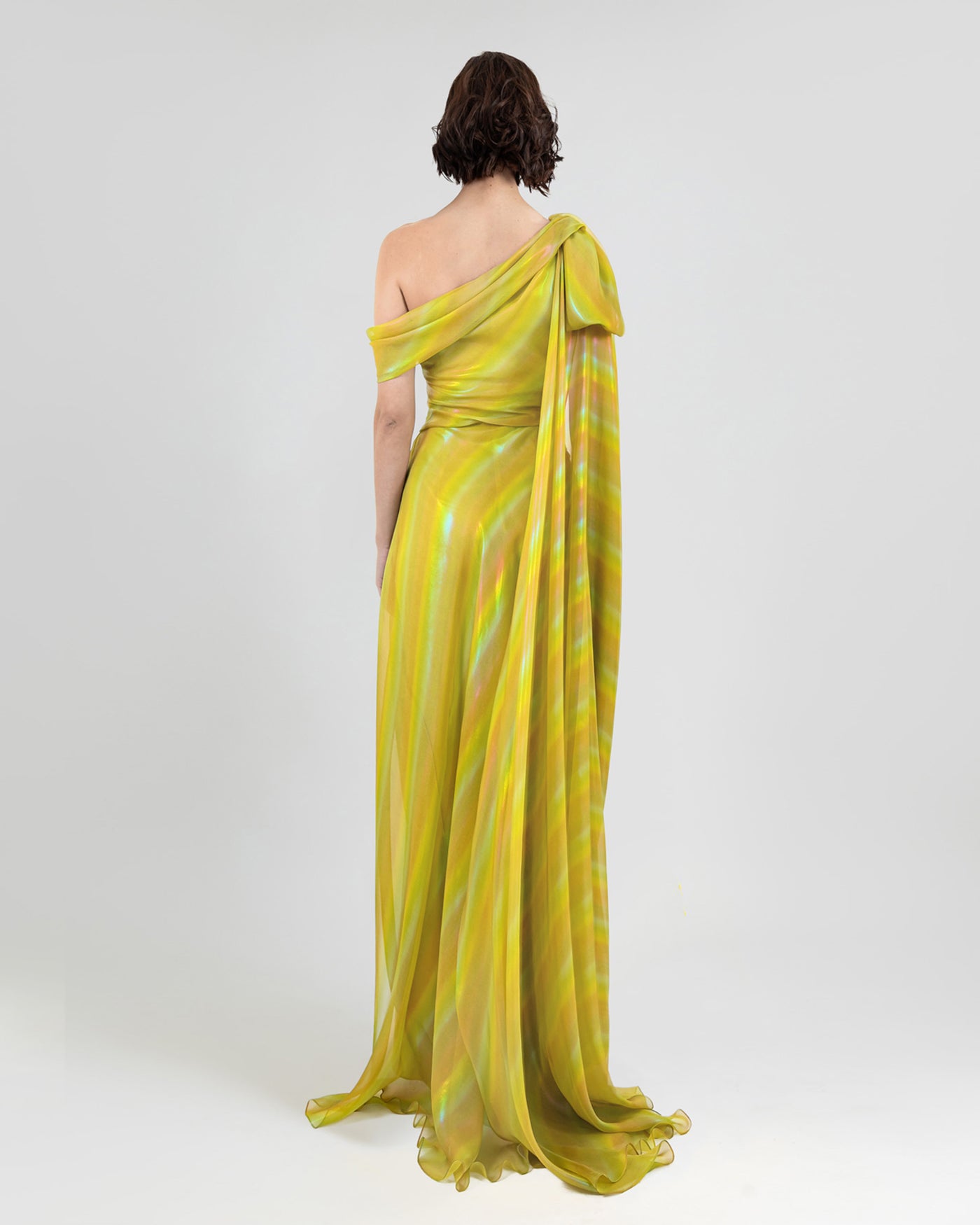 Asymmetrical Pleated Chiffon Dress