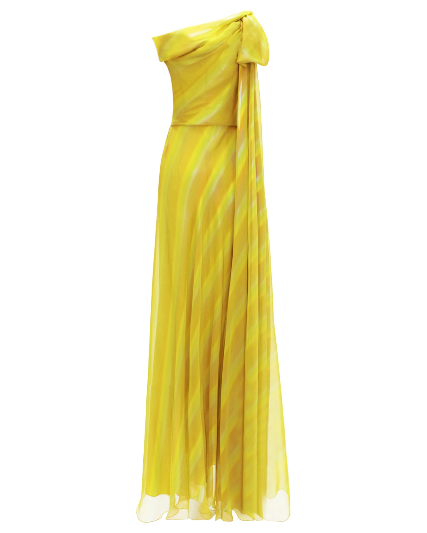 Asymmetrical Pleated Chiffon Dress