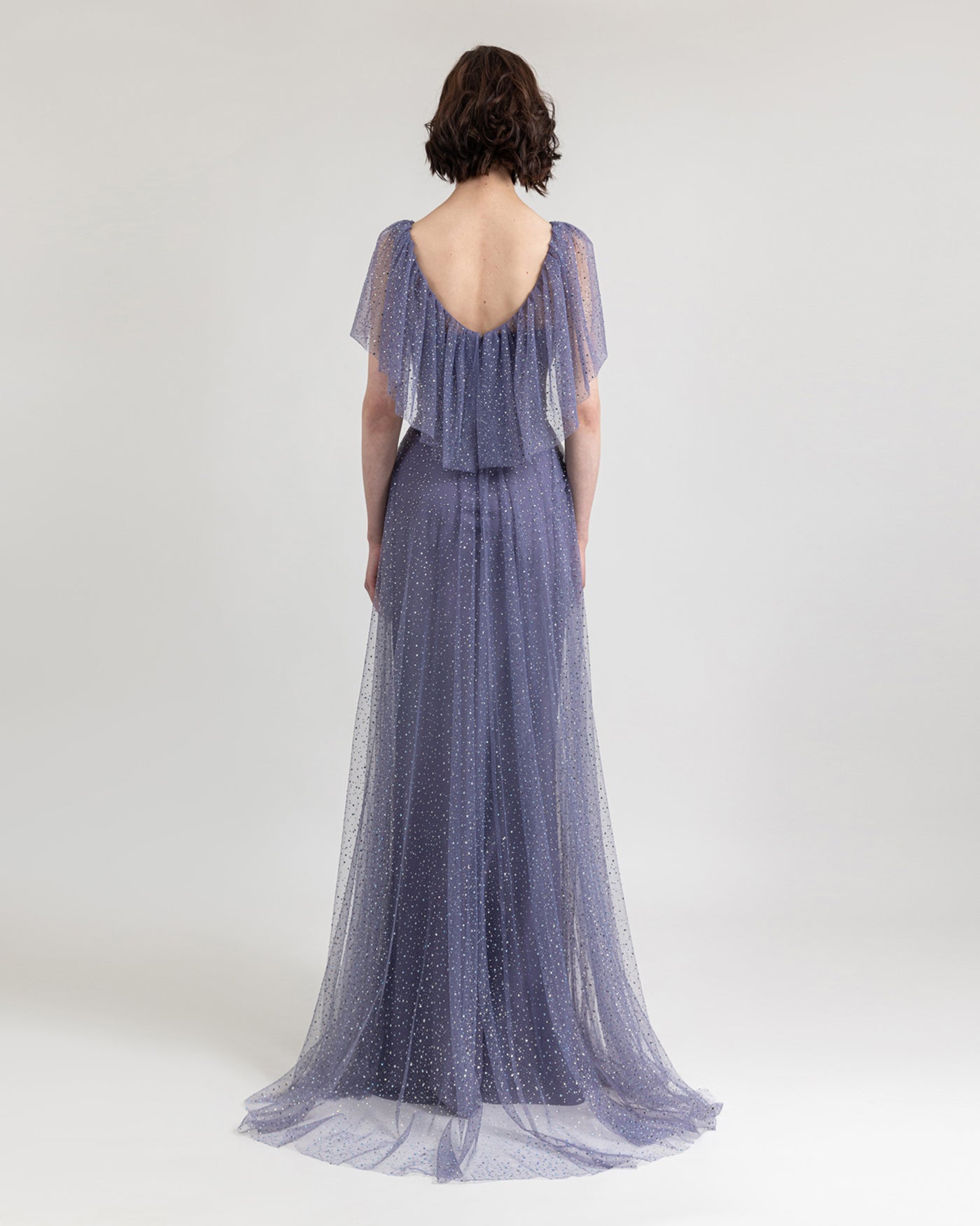Draping Beaded Tulle Dress