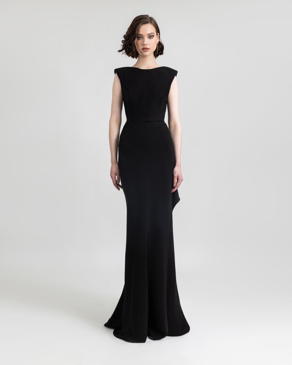 Backless Black Slim Dress - Gemy Maalouf