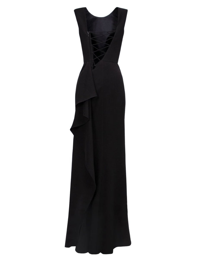 Backless Black Slim Dress - Gemy Maalouf