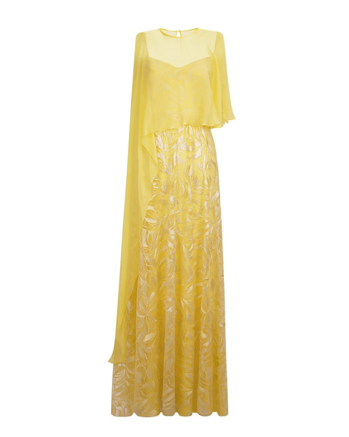 Long Dress With Chiffon Cape - Gemy Maalouf