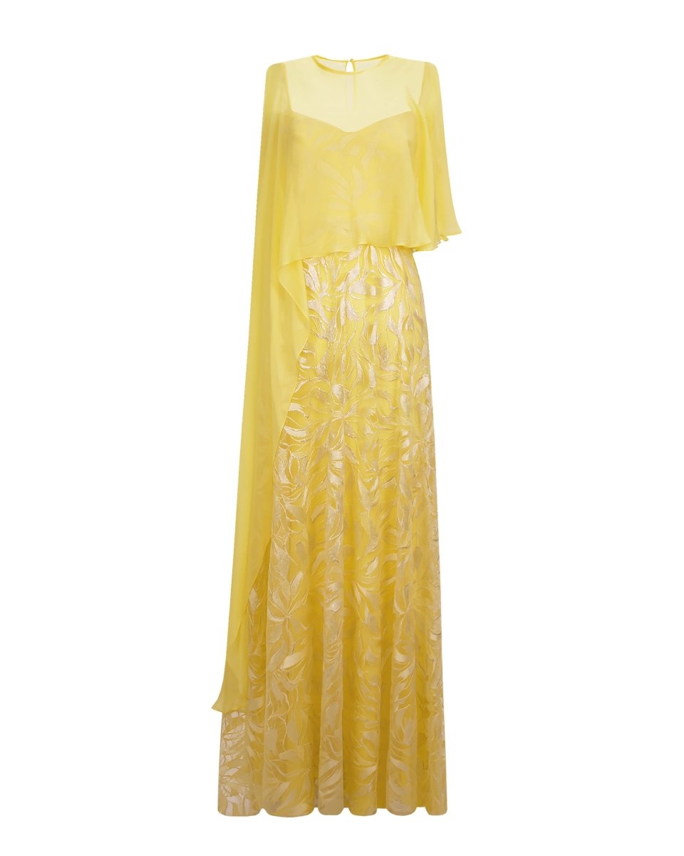 Long Dress With Chiffon Cape - Gemy Maalouf