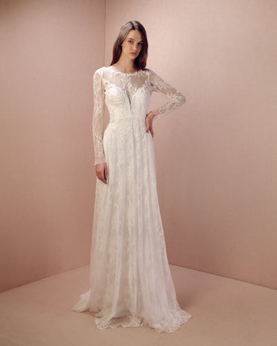 Lace Fitted Long Sleeves Gown