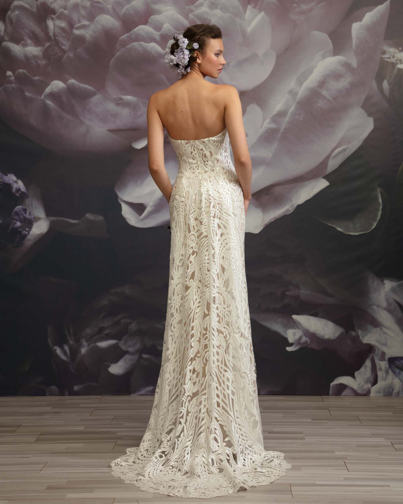 Sequins Embroidery Strapless Gown