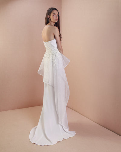 Strapless Draped Gown With Slit