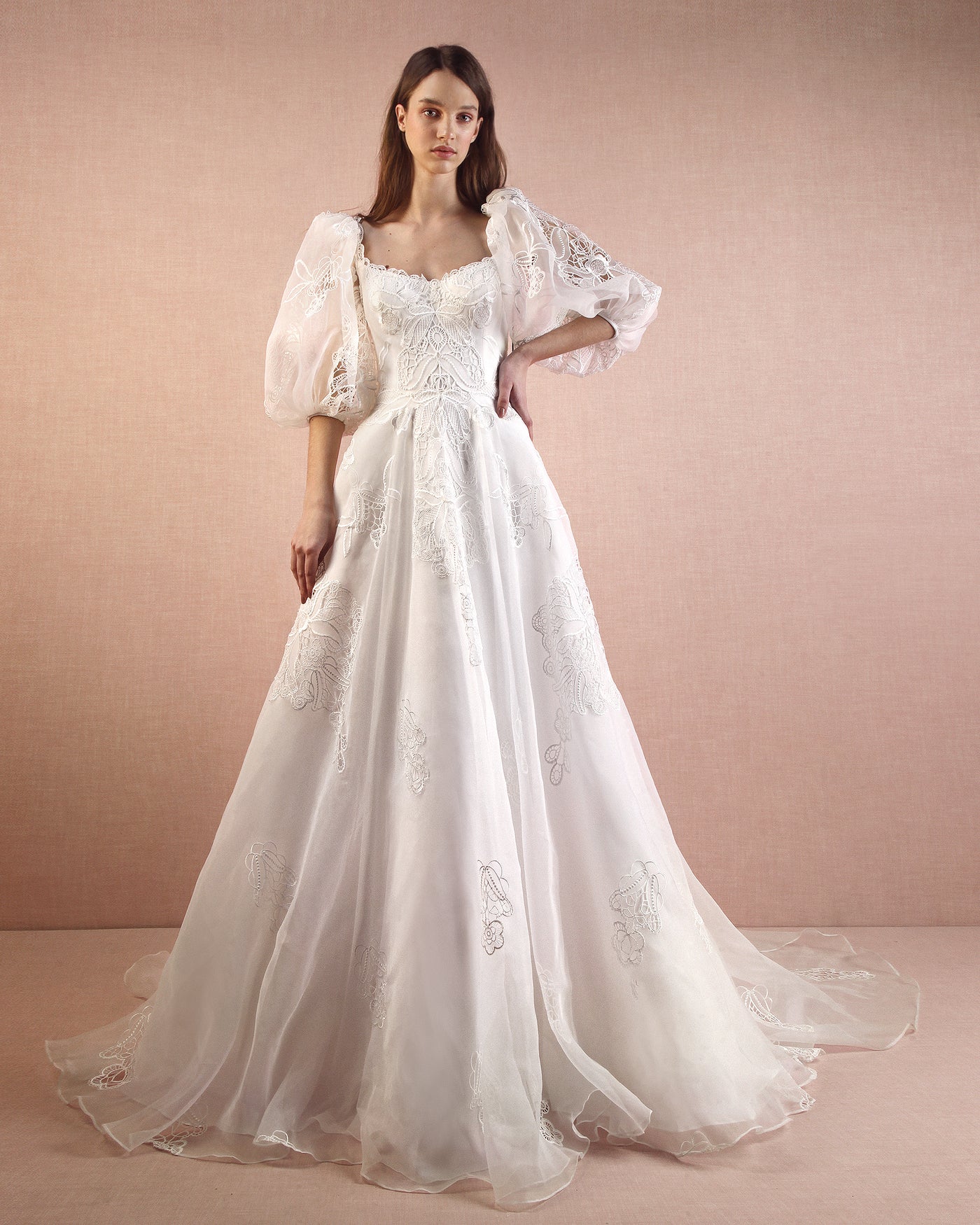 A-Line Gown With Bishop Sleeves