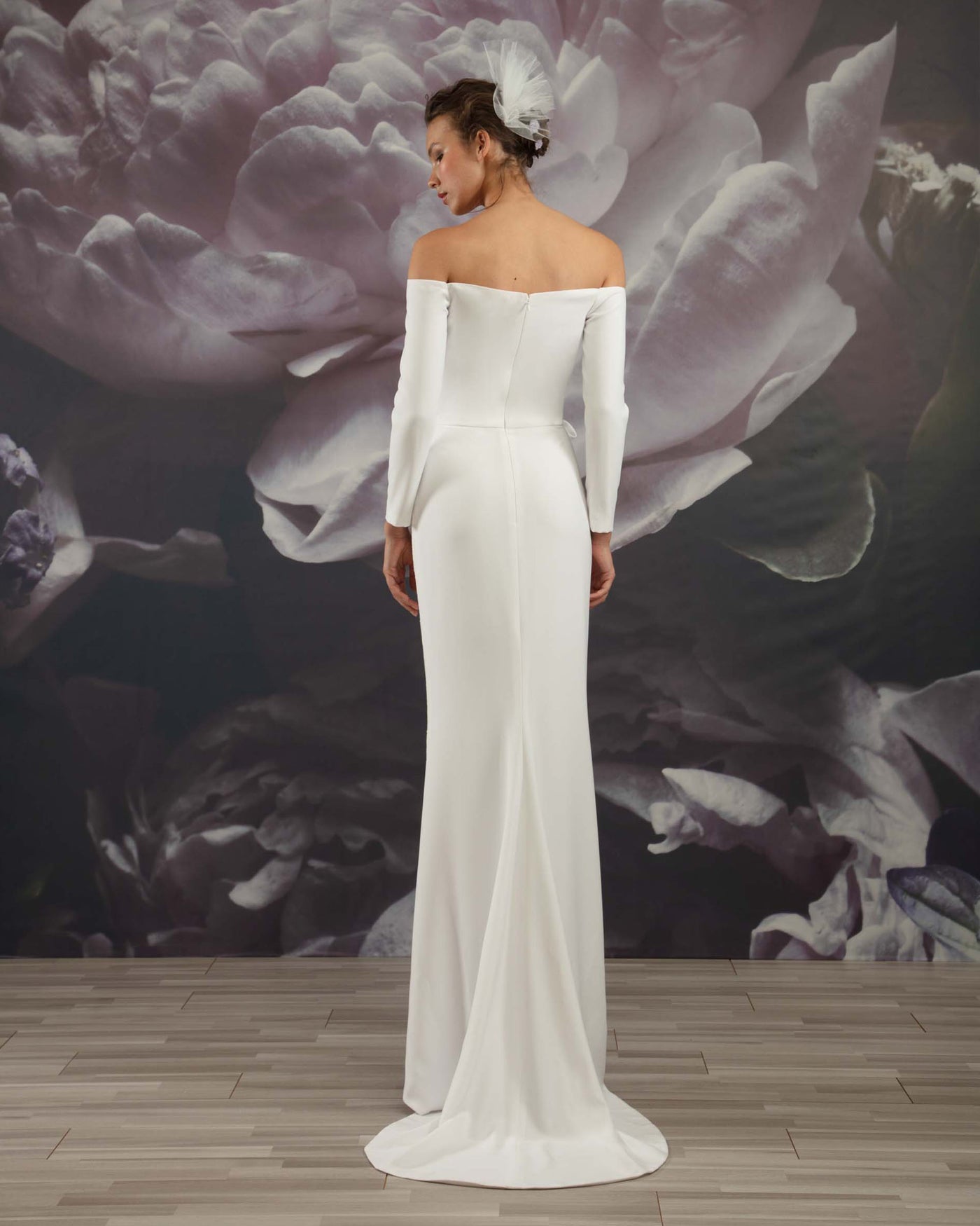 V-Neckline With Off-Shoulders Gown