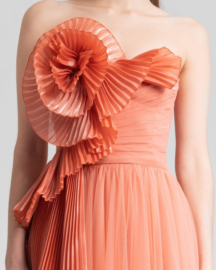 Draped Flower Strapless Dress - Gemy Maalouf