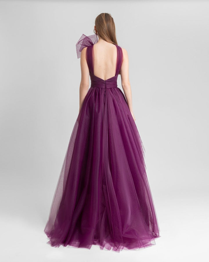 Bow - Like Purple Tulle Dress - Gemy Maalouf