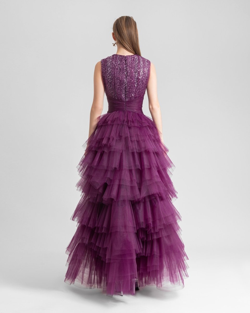 Round Neckline Beaded Dress - Gemy Maalouf