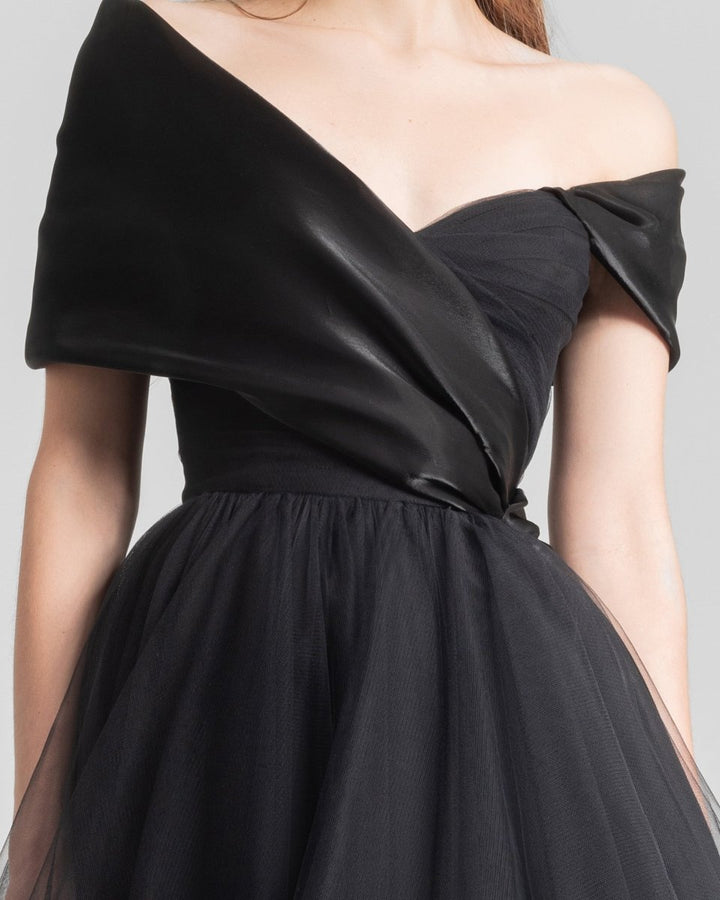Draped and Ruffled Tulle Dress - Gemy Maalouf