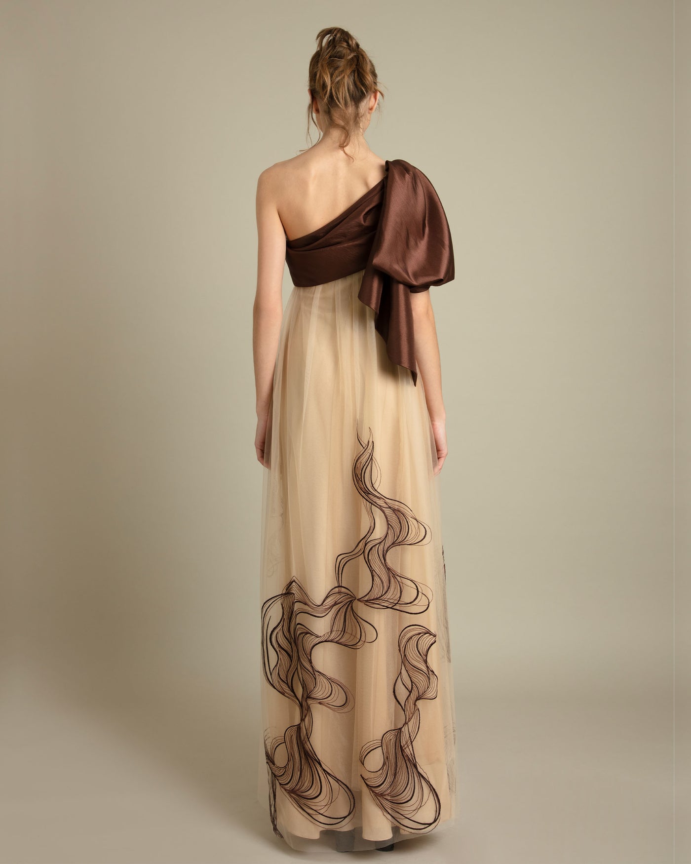 One-Shoulder Embroidered Dress