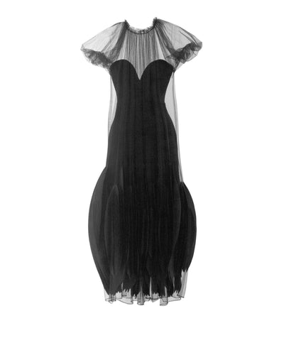 Rounded Neckline Midi Dress