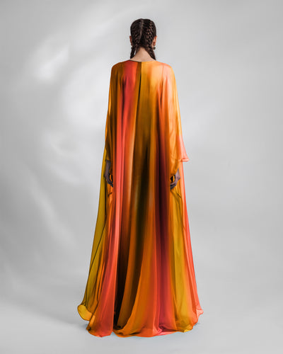 Deep V-Neckline Multicolor Dress