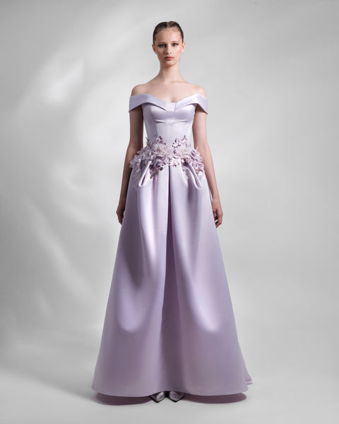 Off-Shoulder Lilac Dress – Gemy Maalouf